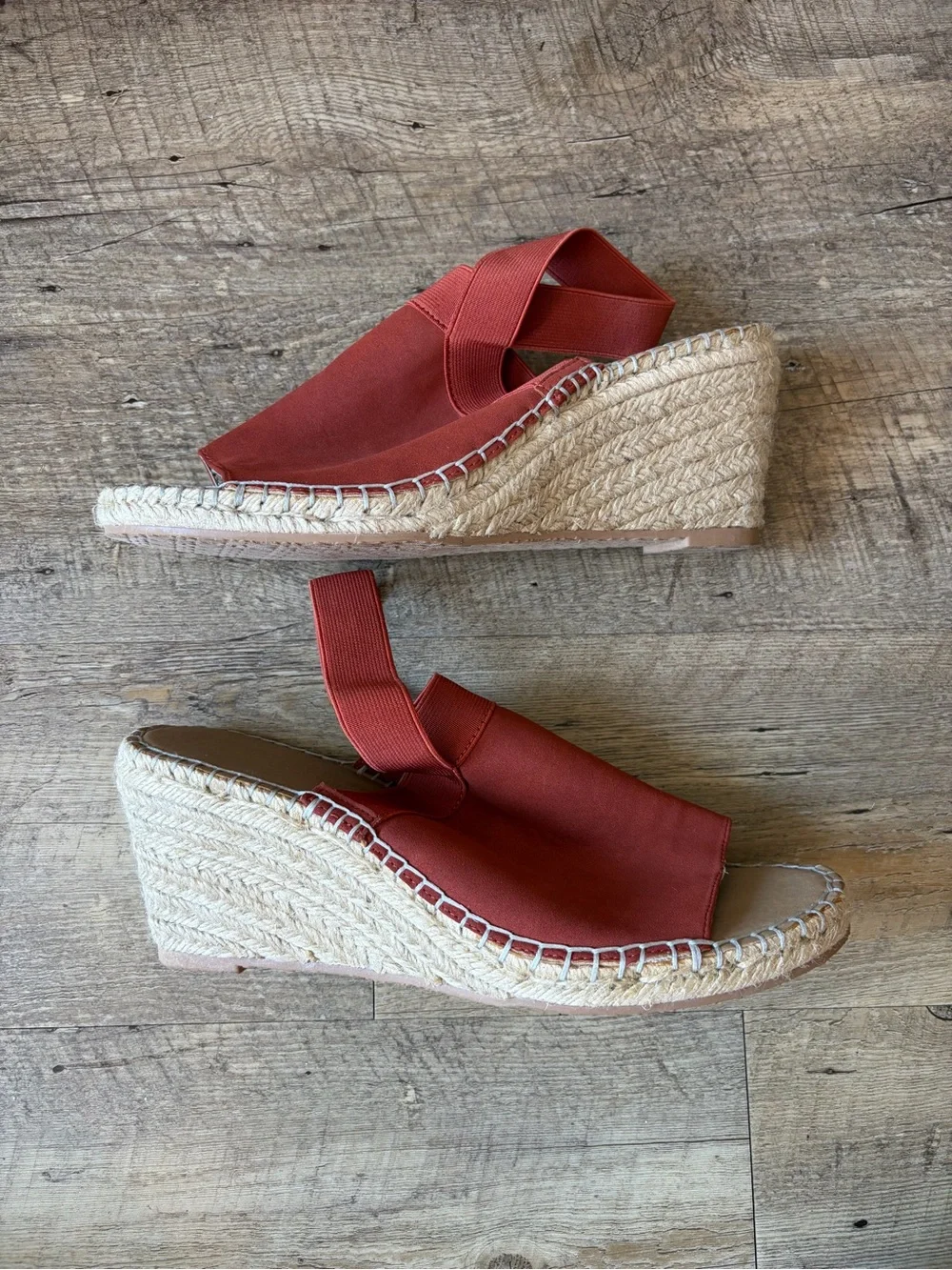 Adrienne Vittadini Faux Suede Peep Toe Calla Espadrille Wedge Heeled Sandals